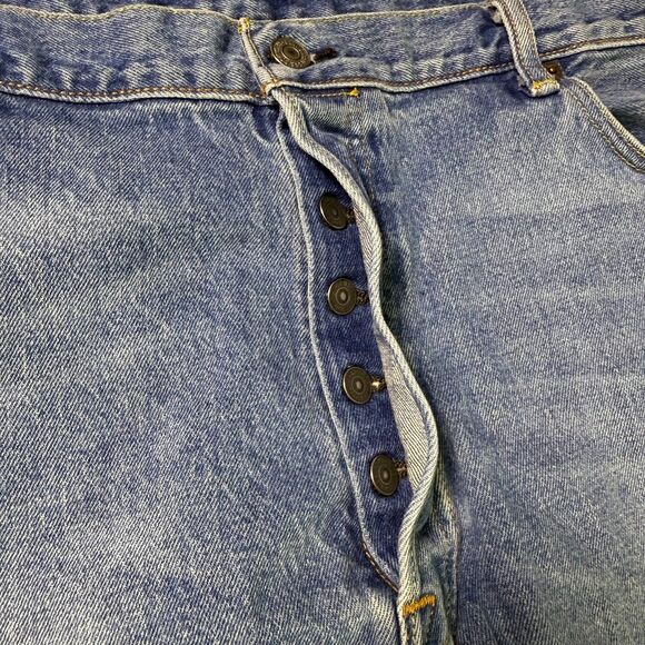 Levi's 501 Button Fly Blank Tab Jeans Men's 42x34 Med. Wash Straight Leg 2/$50 - Picture 6 of 16